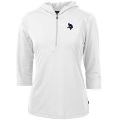 Minnesota Vikings Cutter & Buck Women's Virtue Eco Pique 3/4 Sleeve Half-Zip Pullover Hoodie White | NFL