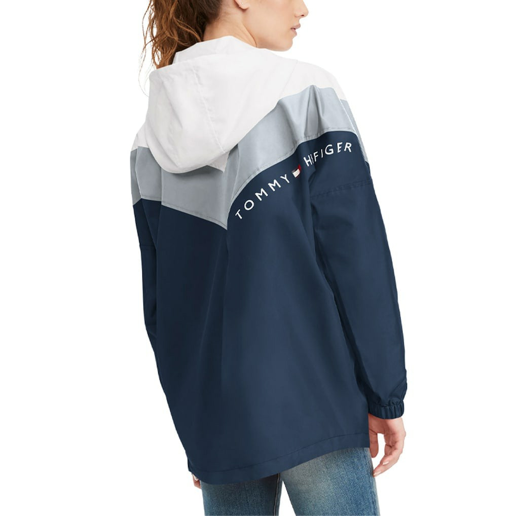 Dallas Cowboys Tommy Hilfiger Women's Staci Half-Zip Hoodie Windbreaker Jacket White/Navy | NFL