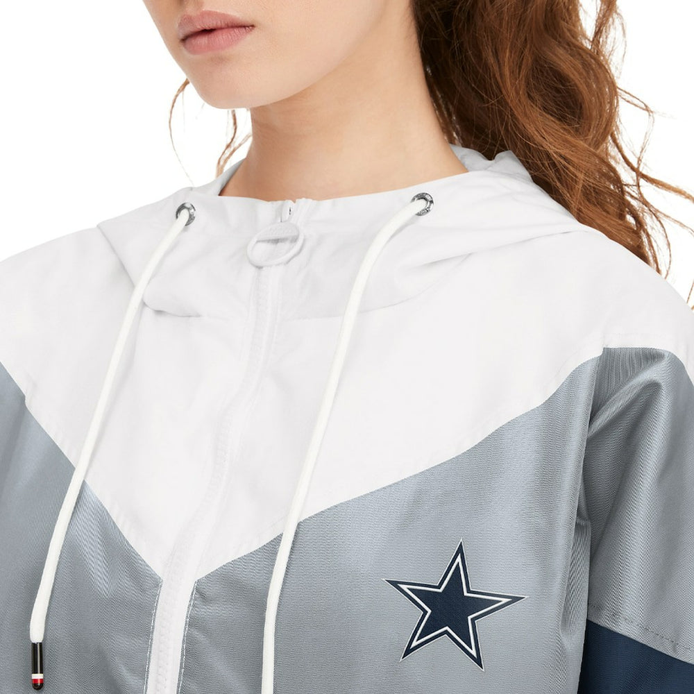 Dallas Cowboys Tommy Hilfiger Women's Staci Half-Zip Hoodie Windbreaker Jacket White/Navy | NFL