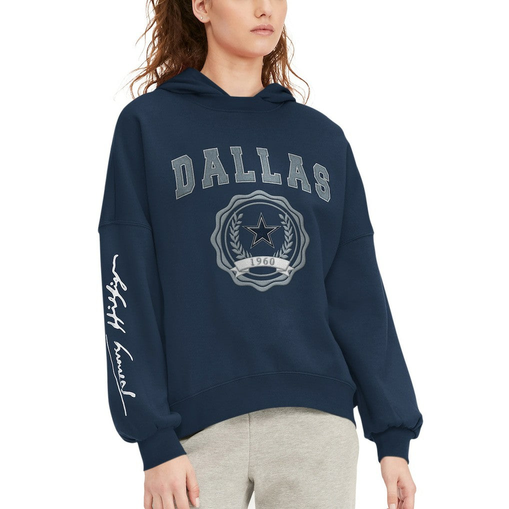 Dallas Cowboys Tommy Hilfiger Women's Becca Dropped Shoulders Pullover Hoodie Navy | NFL