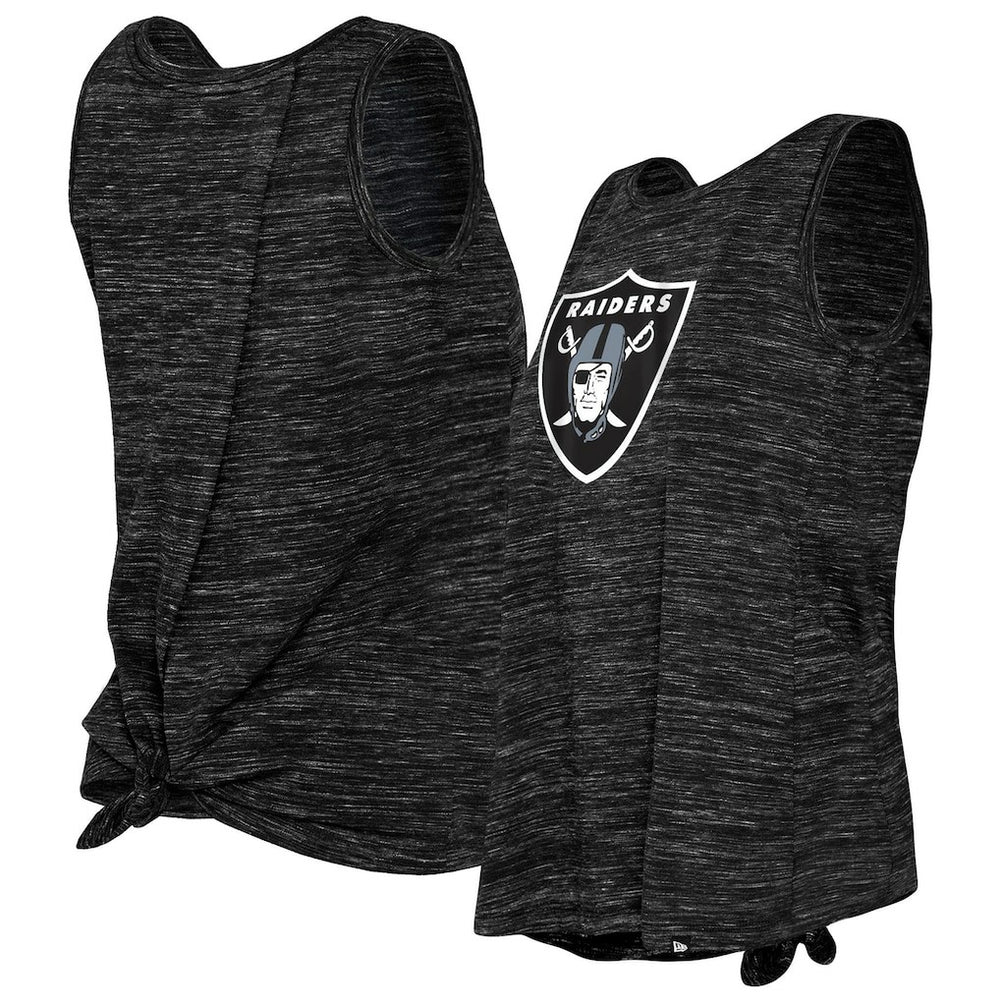 Las Vegas Raiders New Era Women's Space Dye Tie-Back Tank Top Black | NFL