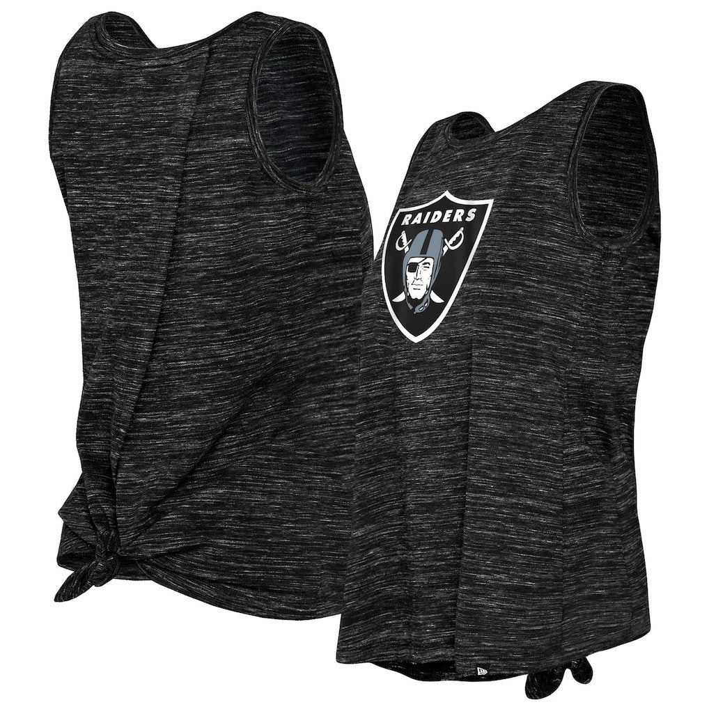 Las Vegas Raiders New Era Women's Space Dye Tie-Back Tank Top Black | NFL