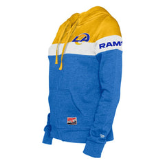 Los Angeles Rams New Era Women's Throwback Colorblock Full-Zip Hoodie Royal/Gold | NFL