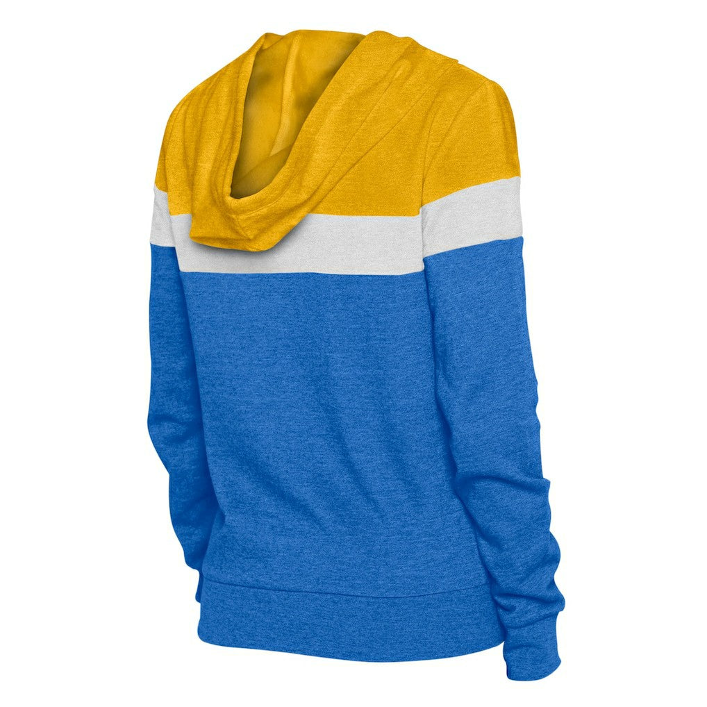 Los Angeles Rams New Era Women's Throwback Colorblock Full-Zip Hoodie Royal/Gold | NFL