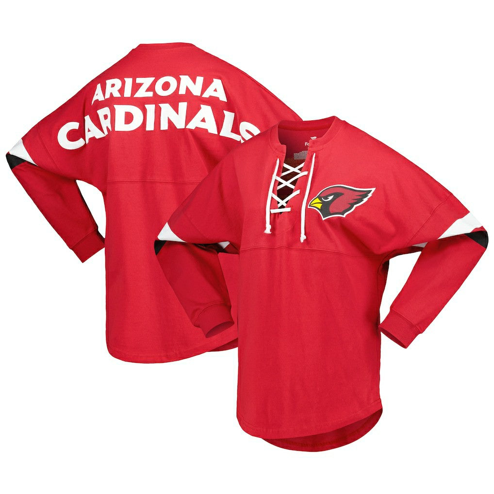 Arizona Cardinals Women's Spirit Jersey Lace-Up V-Neck Long Sleeve T-Shirt Cardinal | Fanatics