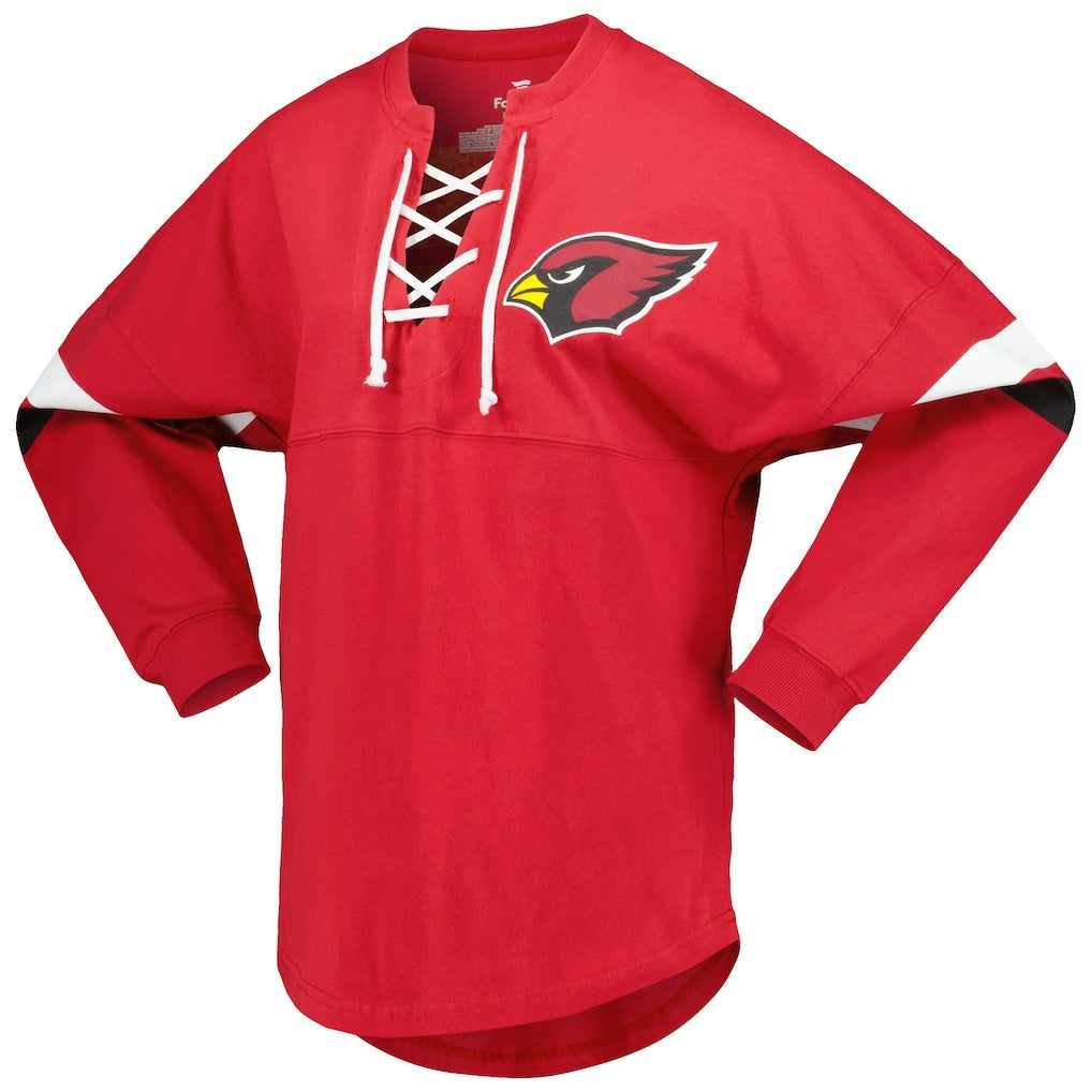Arizona Cardinals Women's Spirit Jersey Lace-Up V-Neck Long Sleeve T-Shirt Cardinal | Fanatics