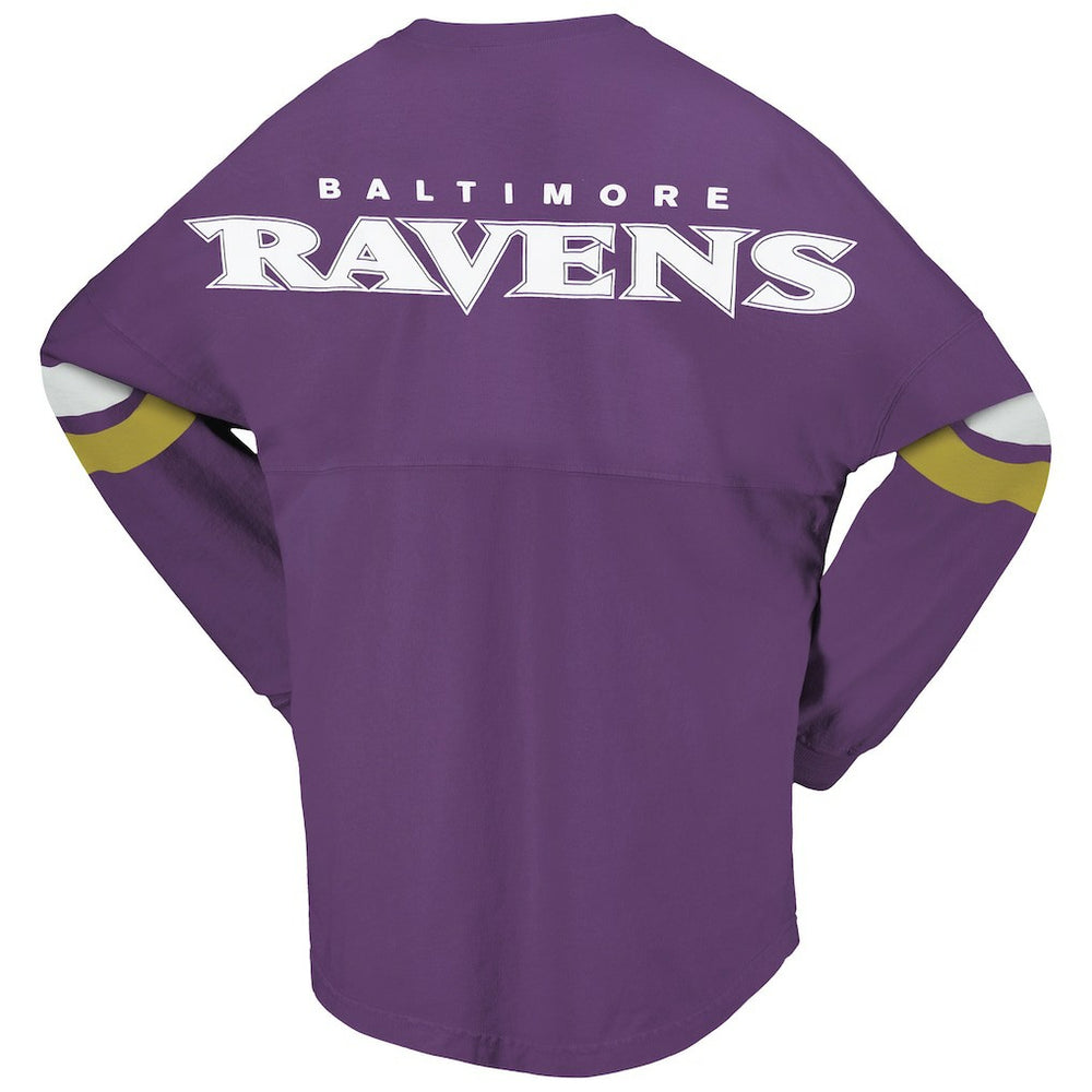 Baltimore Ravens Women's Spirit Jersey Lace-Up V-Neck Long Sleeve T-Shirt Purple | Fanatics