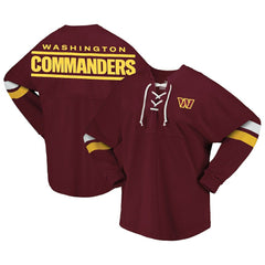 Washington Commanders Women's Spirit Jersey Lace-Up V-Neck Long Sleeve T-Shirt Burgundy | Fanatics