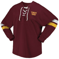 Washington Commanders Women's Spirit Jersey Lace-Up V-Neck Long Sleeve T-Shirt Burgundy | Fanatics