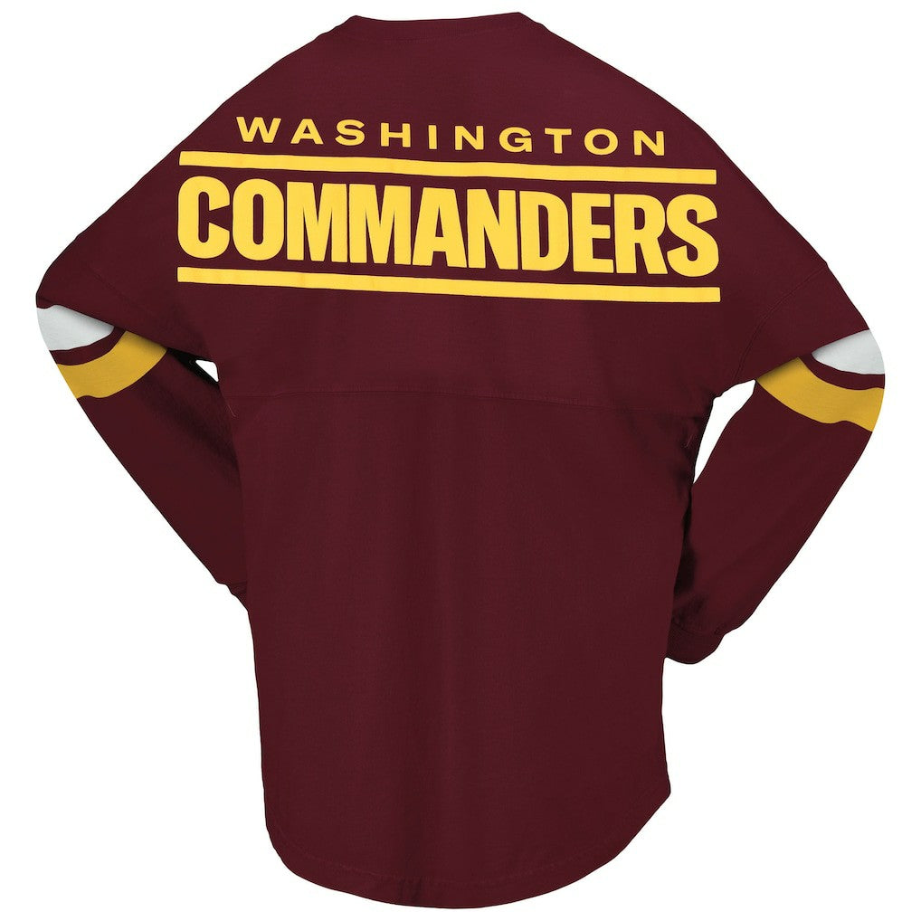 Washington Commanders Women's Spirit Jersey Lace-Up V-Neck Long Sleeve T-Shirt Burgundy | Fanatics