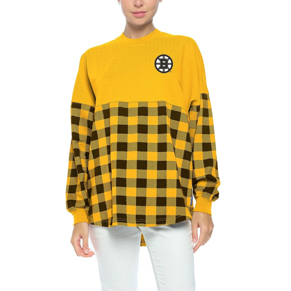 Boston Bruins Fanatics Women's Buffalo Check Long Sleeve T-Shirt - Gold - NHL