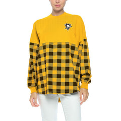Pittsburgh Penguins Fanatics Women's Buffalo Check Long Sleeve T-Shirt - Gold - NHL