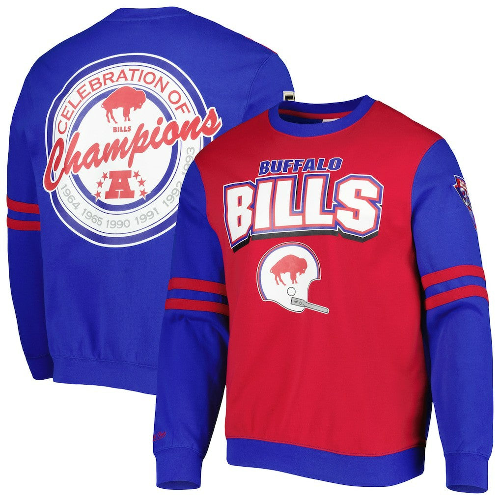 Buffalo Bills All Over 2.0 Pullover Sweatshirt Red | Mitchell & Ness