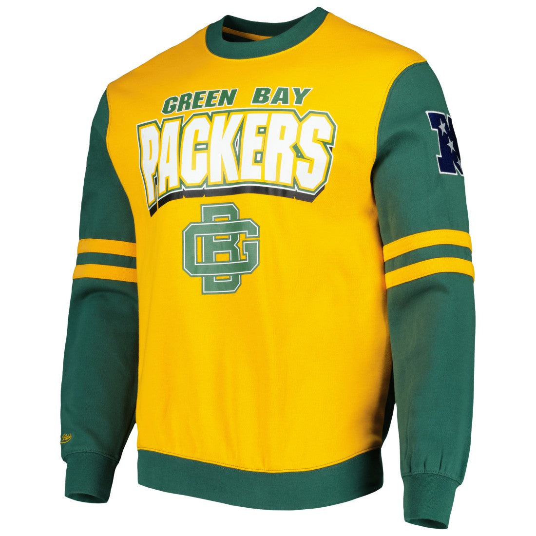 Green Bay Packers All Over 2.0 Pullover Sweatshirt Gold | Mitchell & Ness