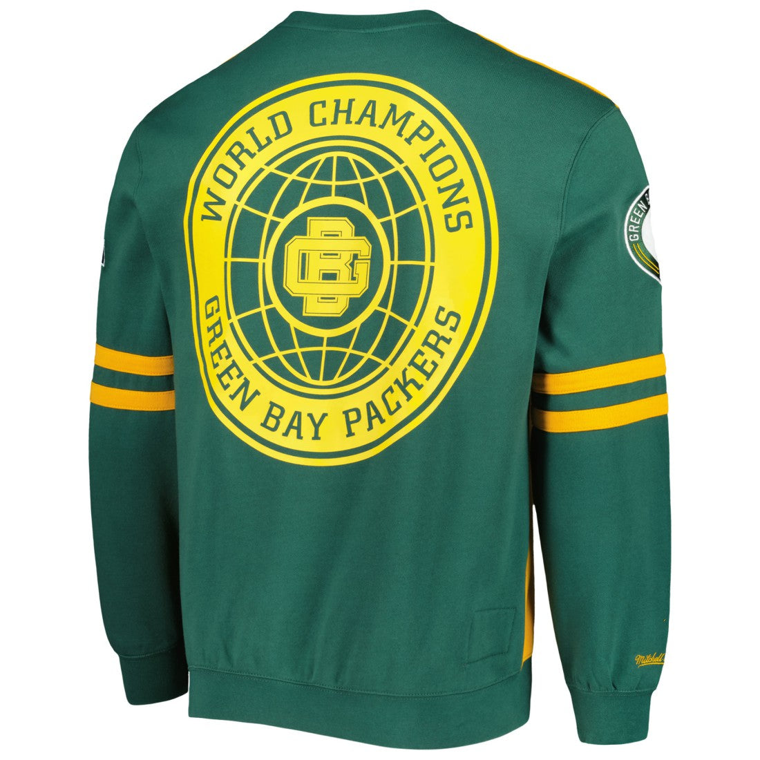 Green Bay Packers All Over 2.0 Pullover Sweatshirt Gold | Mitchell & Ness