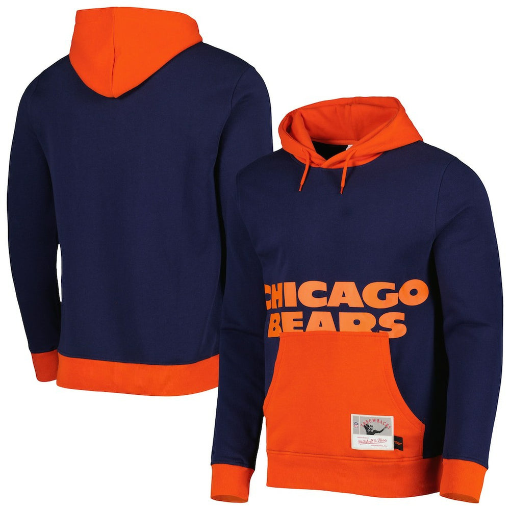 Chicago Bears Big Face 5.0 Pullover Hoodie Navy | Mitchell & Ness