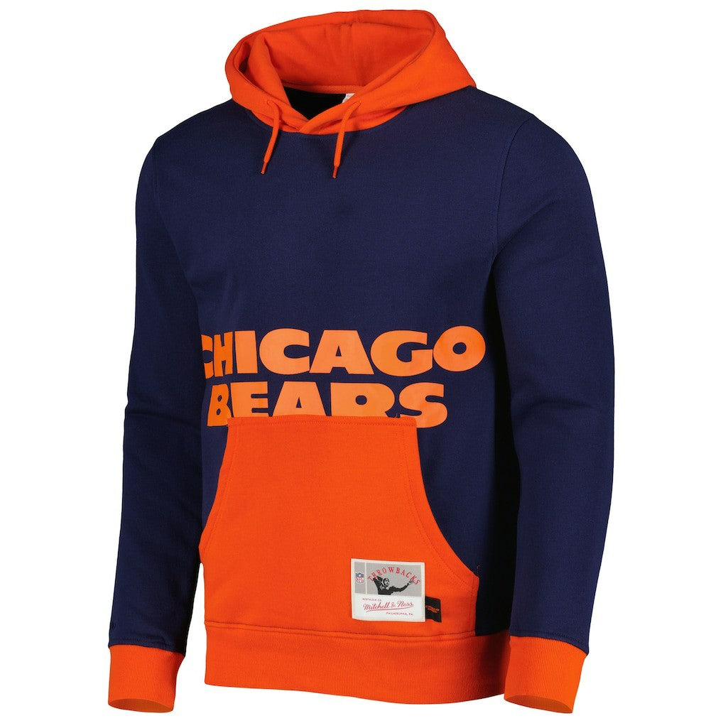 Chicago Bears Big Face 5.0 Pullover Hoodie Navy | Mitchell & Ness