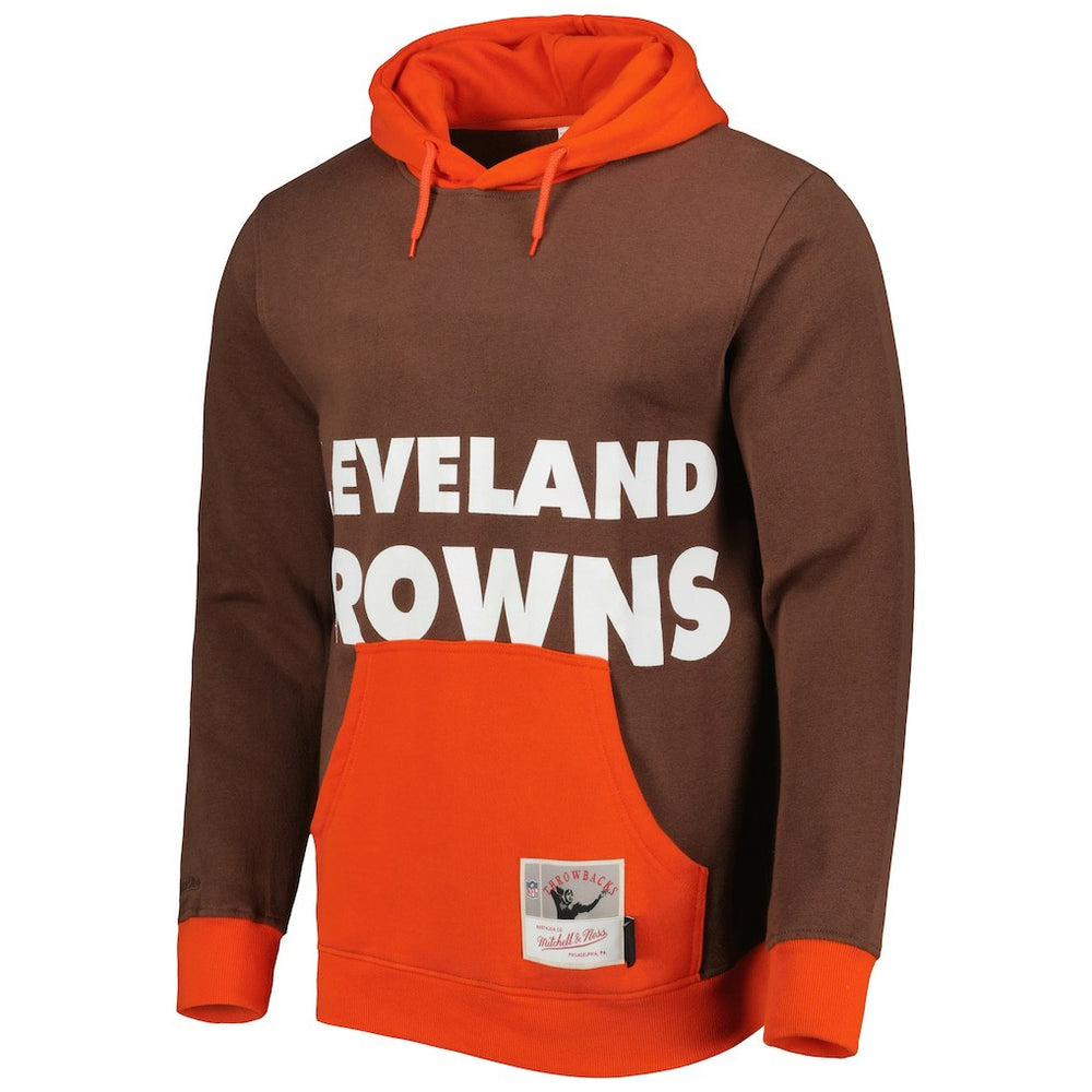 Cleveland Browns Big Face 5.0 Pullover Hoodie Brown | Mitchell & Ness