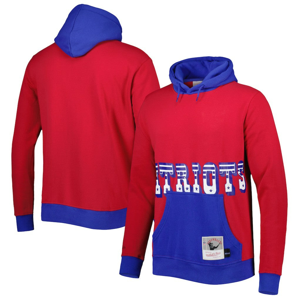 New England Patriots Big Face 5.0 Pullover Hoodie Red | Mitchell & Ness