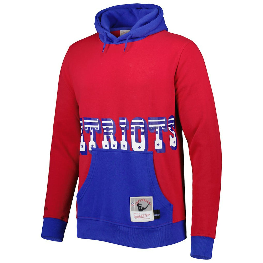 New England Patriots Big Face 5.0 Pullover Hoodie Red | Mitchell & Ness