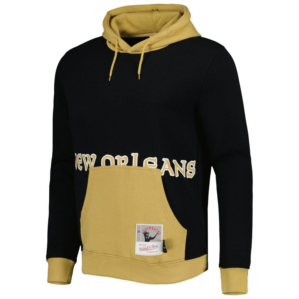 New Orleans Saints Big Face 5.0 Pullover Hoodie Black | Mitchell & Ness