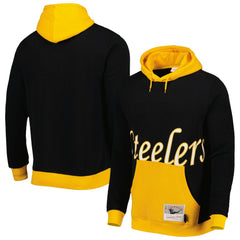 Pittsburgh Steelers Big Face 5.0 Pullover Hoodie Black | Mitchell & Ness