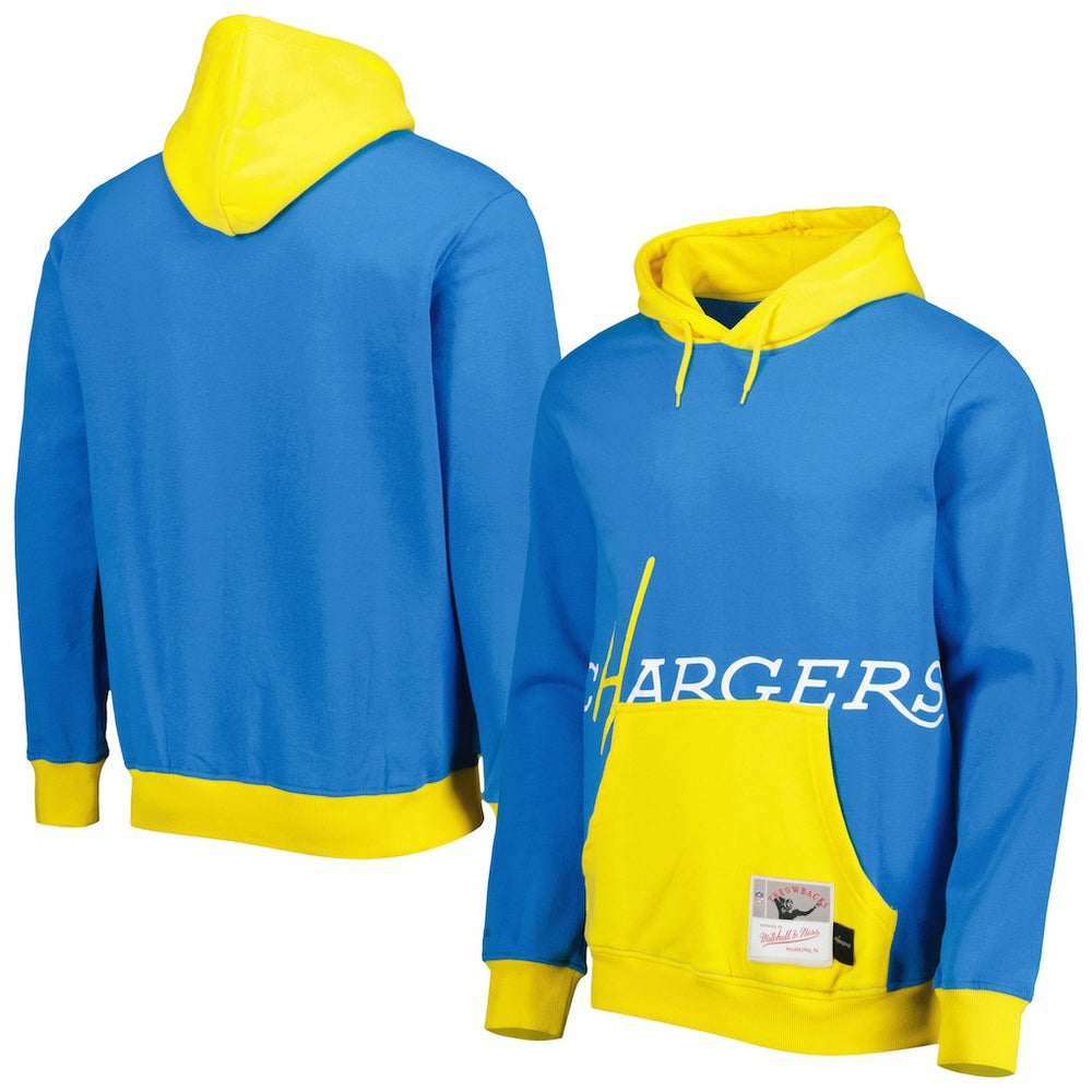 Los Angeles Chargers Big Face 5.0 Pullover Hoodie Powder Blue | Mitchell & Ness
