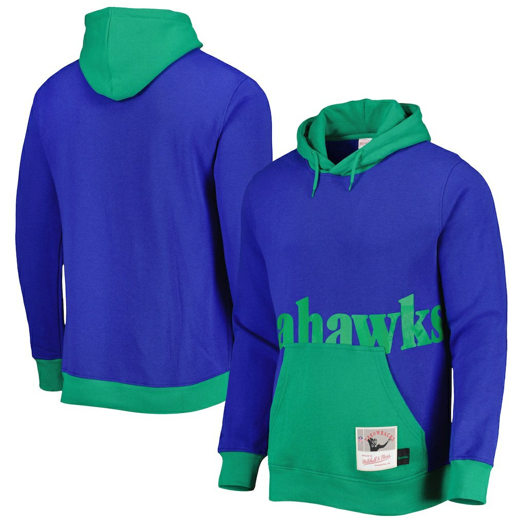 Seattle Seahawks Big Face 5.0 Pullover Hoodie Royal | Mitchell & Ness