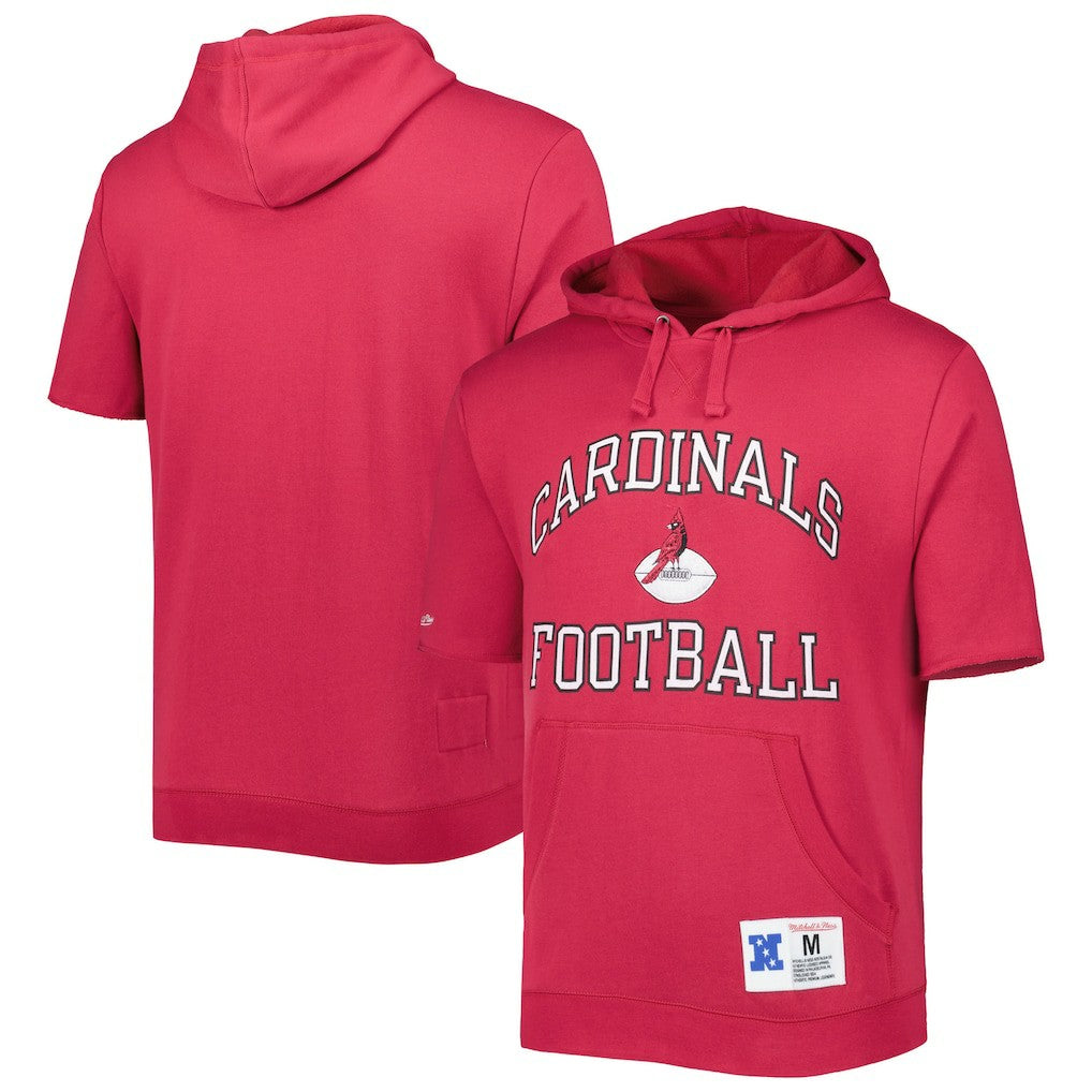 Arizona Cardinals Washed Short Sleeve Pullover Hoodie Cardinal | Mitchell & Ness