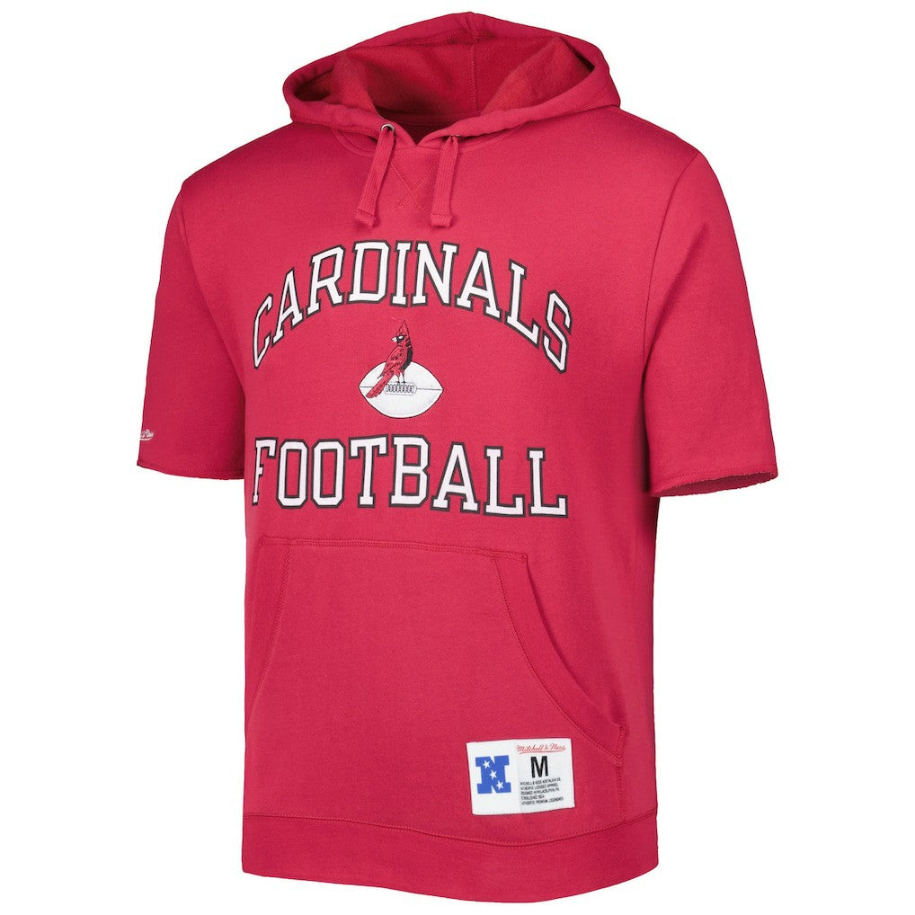 Arizona Cardinals Washed Short Sleeve Pullover Hoodie Cardinal | Mitchell & Ness