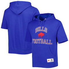 Buffalo Bills Washed Short Sleeve Pullover Hoodie Royal | Mitchell & Ness