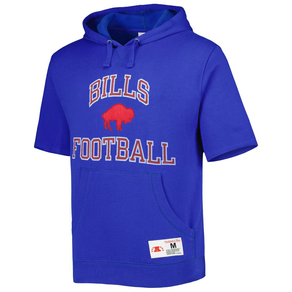 Buffalo Bills Washed Short Sleeve Pullover Hoodie Royal | Mitchell & Ness