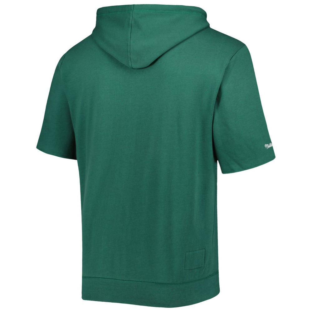 Green Bay Packers Washed Short Sleeve Pullover Hoodie Green | Mitchell & Ness