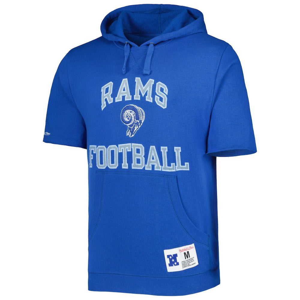 Los Angeles Rams Washed Short Sleeve Pullover Hoodie Royal | Mitchell & Ness