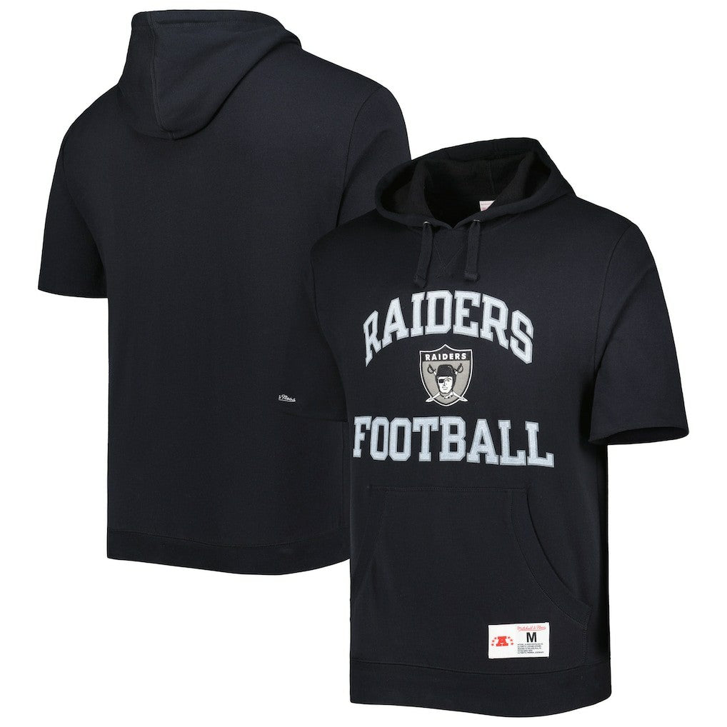 Las Vegas Raiders Washed Short Sleeve Pullover Hoodie Black | Mitchell & Ness