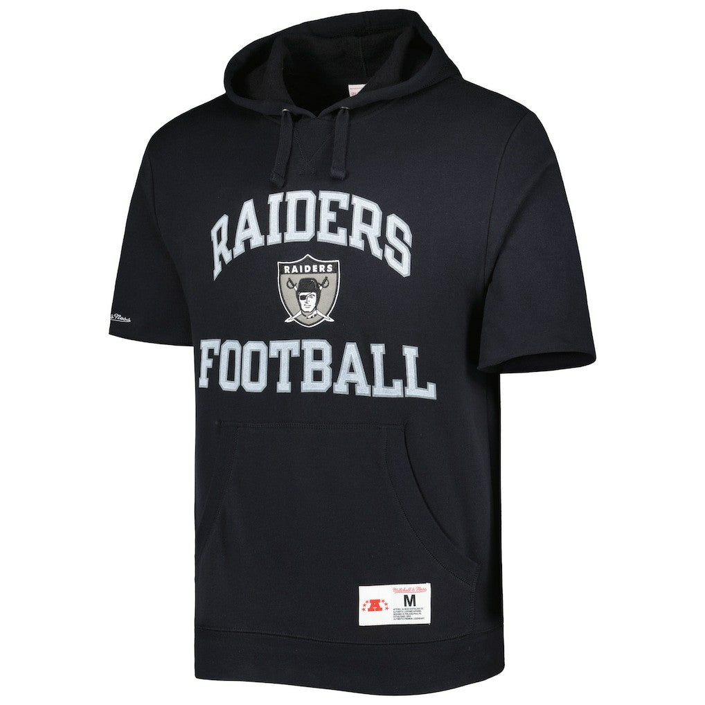 Las Vegas Raiders Washed Short Sleeve Pullover Hoodie Black | Mitchell & Ness