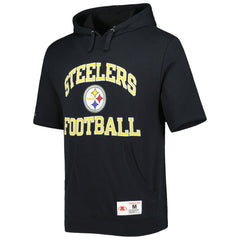 Pittsburgh Steelers Washed Short Sleeve Pullover Hoodie Black | Mitchell & Ness