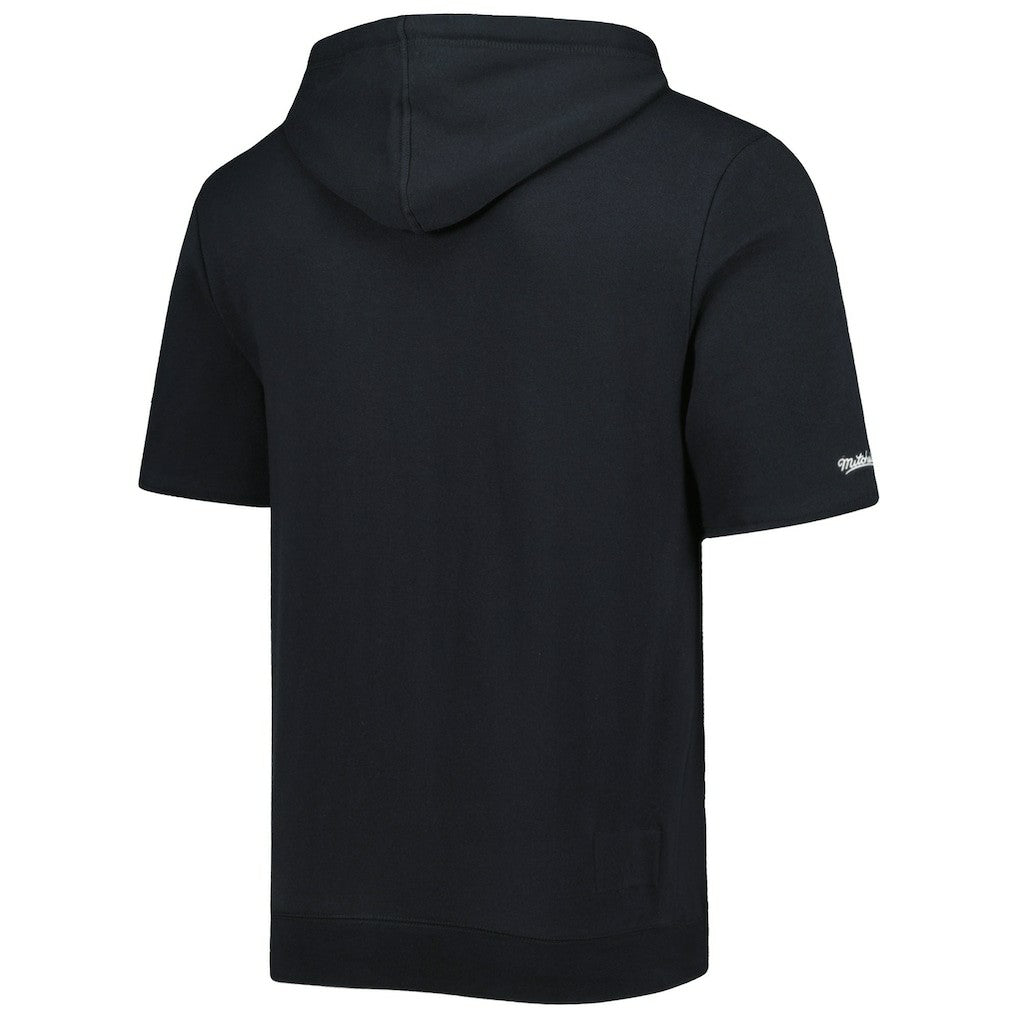 Pittsburgh Steelers Washed Short Sleeve Pullover Hoodie Black | Mitchell & Ness