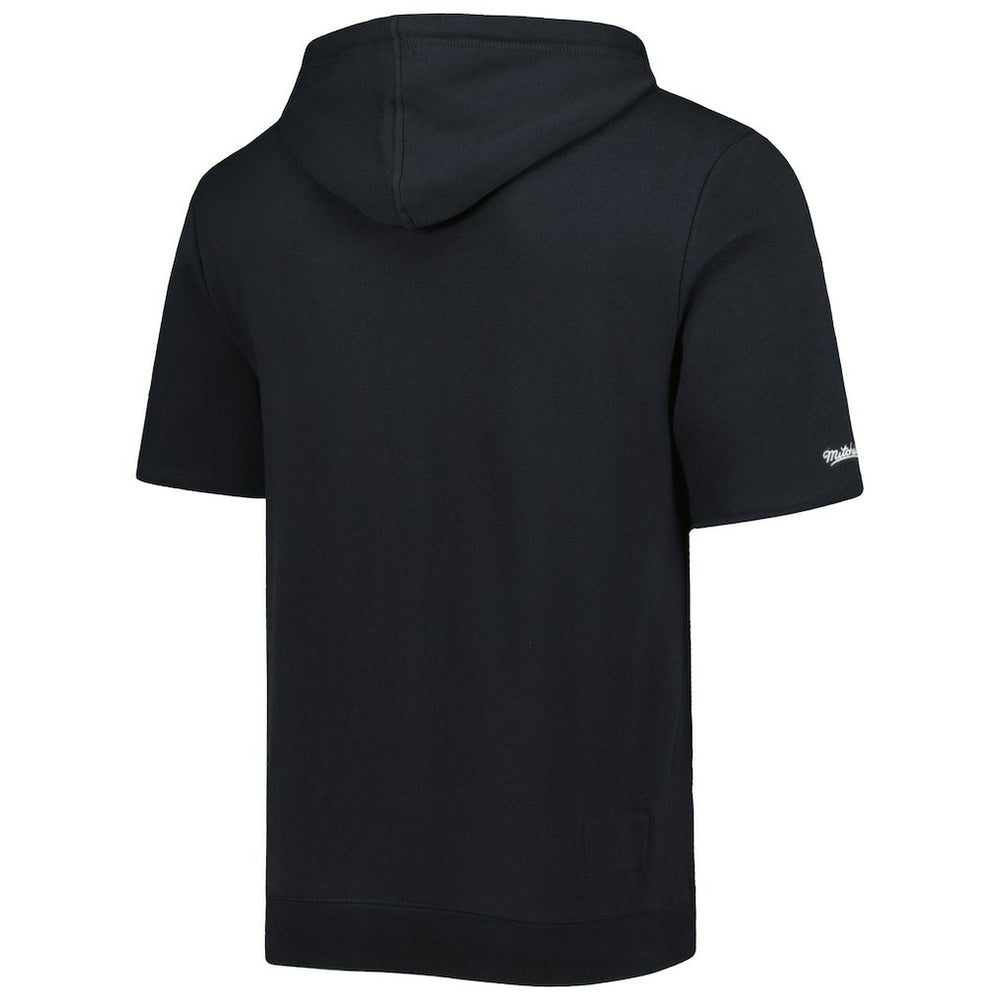 Pittsburgh Steelers Washed Short Sleeve Pullover Hoodie Black | Mitchell & Ness