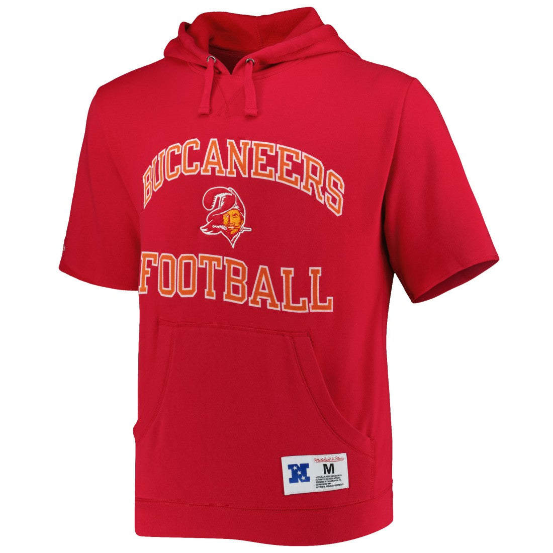 Tampa Bay Buccaneers Washed Short Sleeve Pullover Hoodie Scarlet | Mitchell & Ness