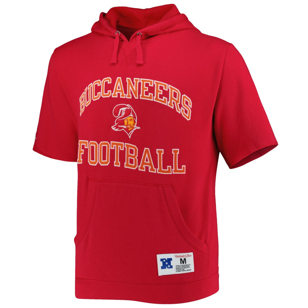 Tampa Bay Buccaneers Washed Short Sleeve Pullover Hoodie Scarlet | Mitchell & Ness
