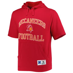 Tampa Bay Buccaneers Washed Short Sleeve Pullover Hoodie Scarlet | Mitchell & Ness