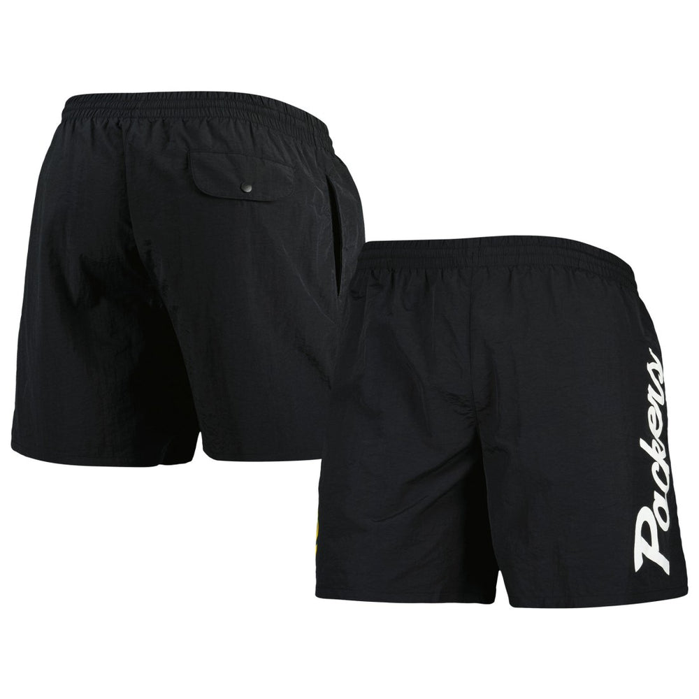 Green Bay Packers Team Essentials Nylon Shorts Black | Mitchell & Ness