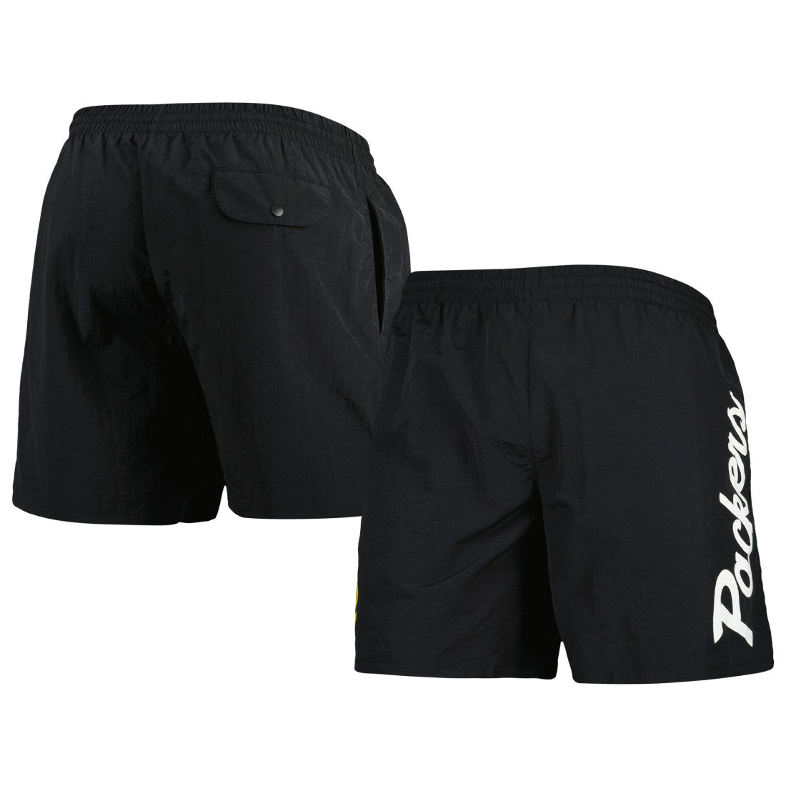Green Bay Packers Team Essentials Nylon Shorts Black | Mitchell & Ness