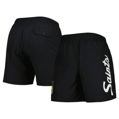 New Orleans Saints Team Essentials Nylon Shorts Black | Mitchell & Ness