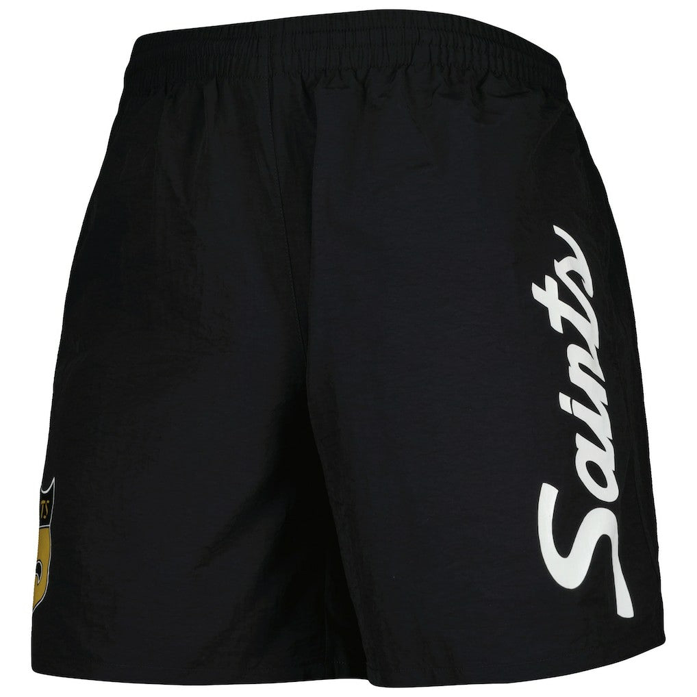 New Orleans Saints Team Essentials Nylon Shorts Black | Mitchell & Ness