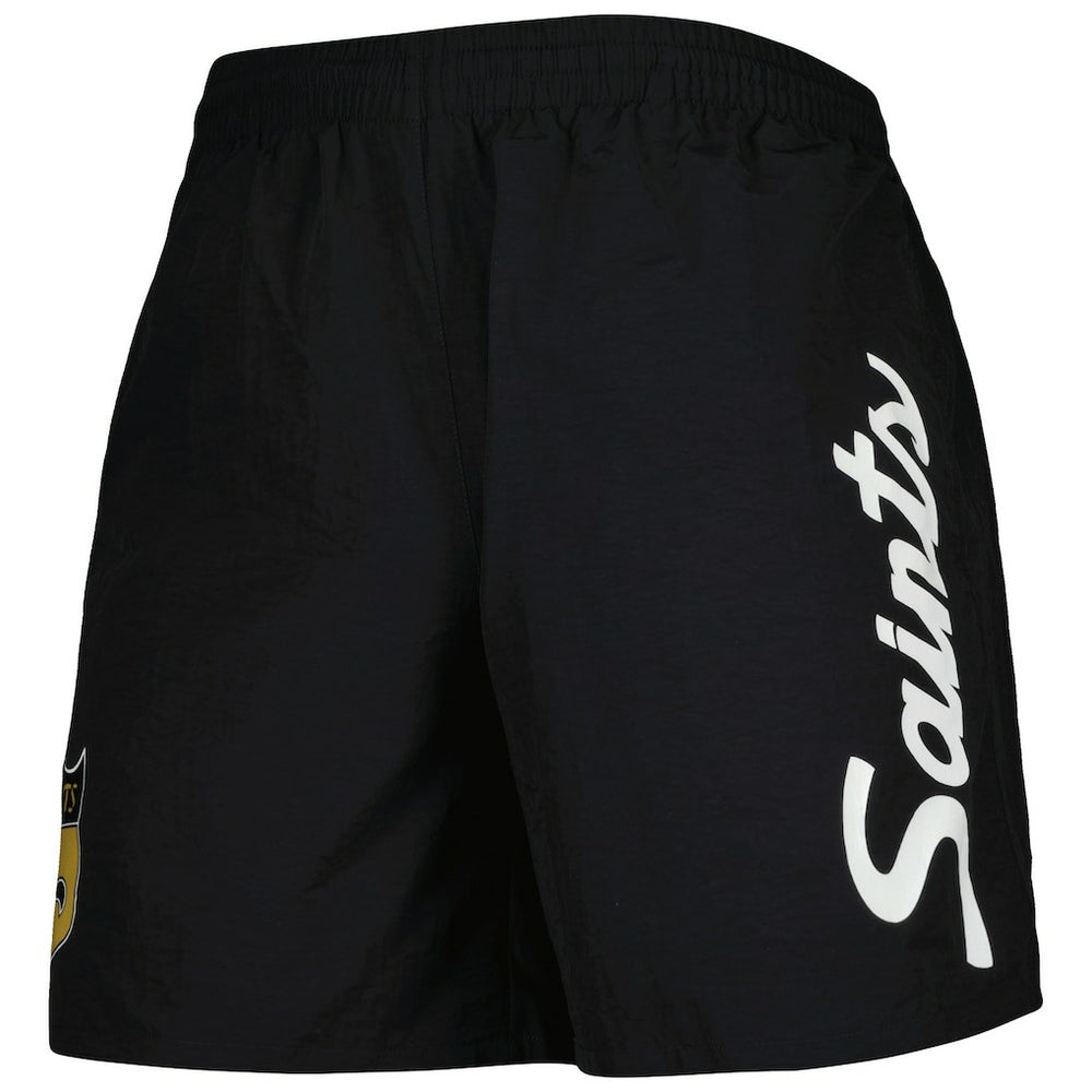 New Orleans Saints Team Essentials Nylon Shorts Black | Mitchell & Ness