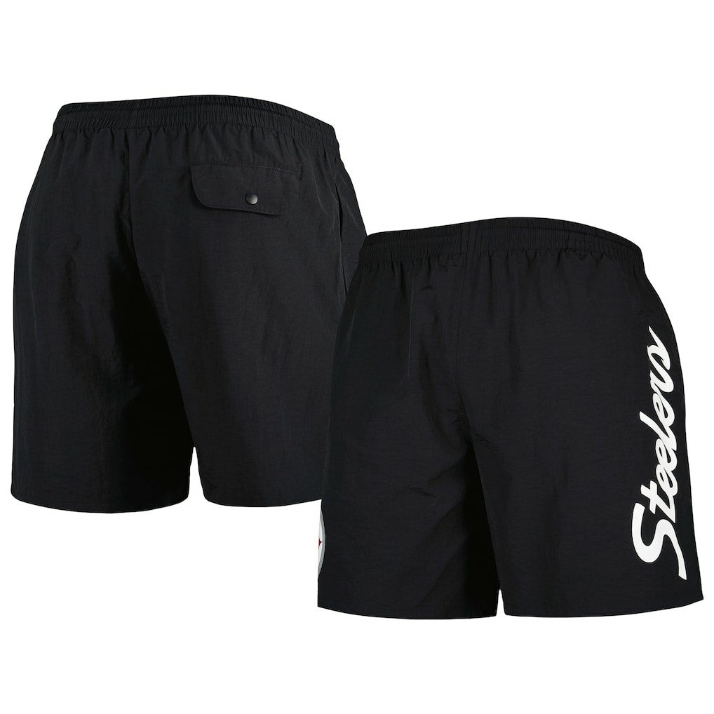 Pittsburgh Steelers Team Essentials Nylon Shorts Black | Mitchell & Ness