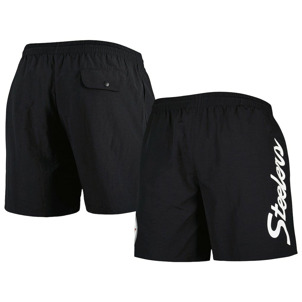 Pittsburgh Steelers Team Essentials Nylon Shorts Black | Mitchell & Ness