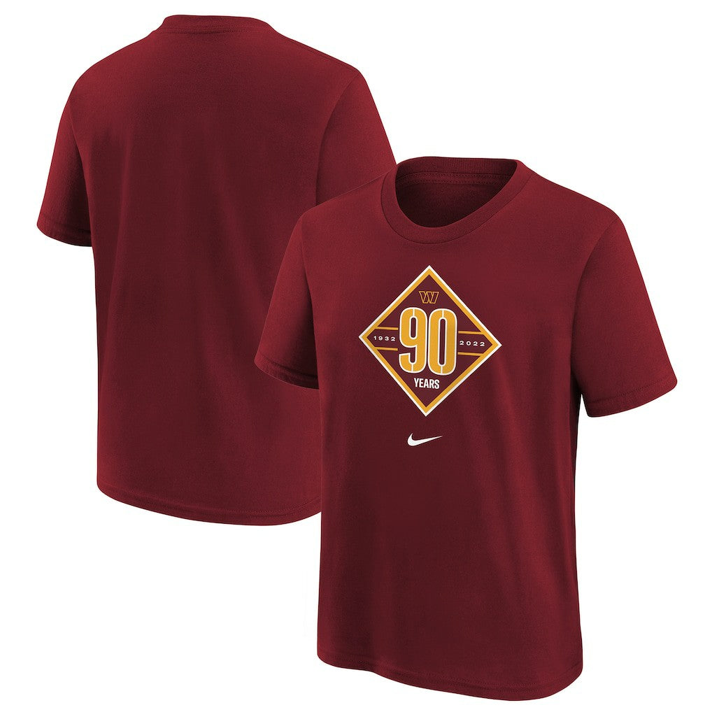 Washington Commanders Youth 90th Anniversary Logo T-Shirt Burgundy | Nike for Sale
